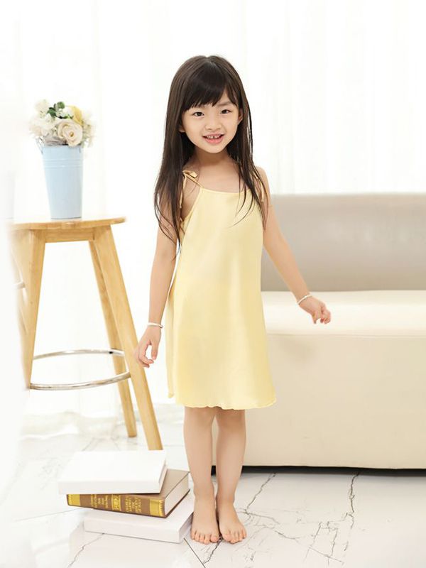 19 Momme Lace Up Girls Silk Slip Nightgown